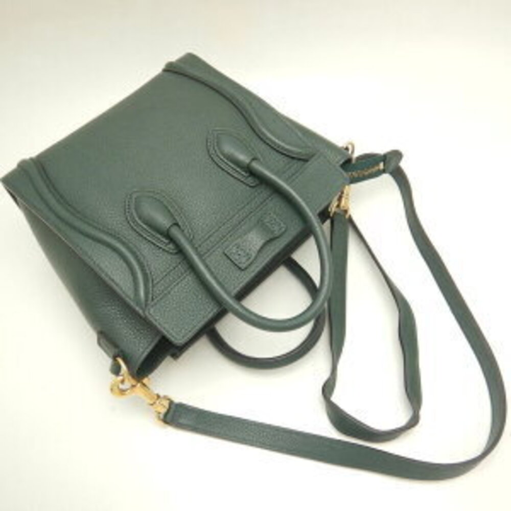 CELINE Luggage 2way Shopper Handbag Calfskin Dark Green - Picture 3 of 9
